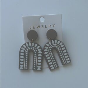 Gray and White Arch Boho Earrings